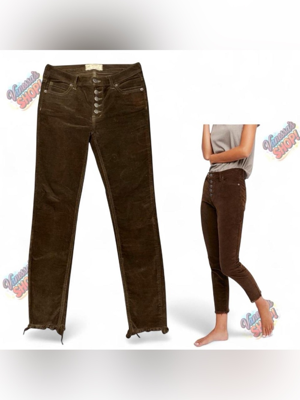 Free People Corduroy & Raw Hem Ankle Skinny Pants!